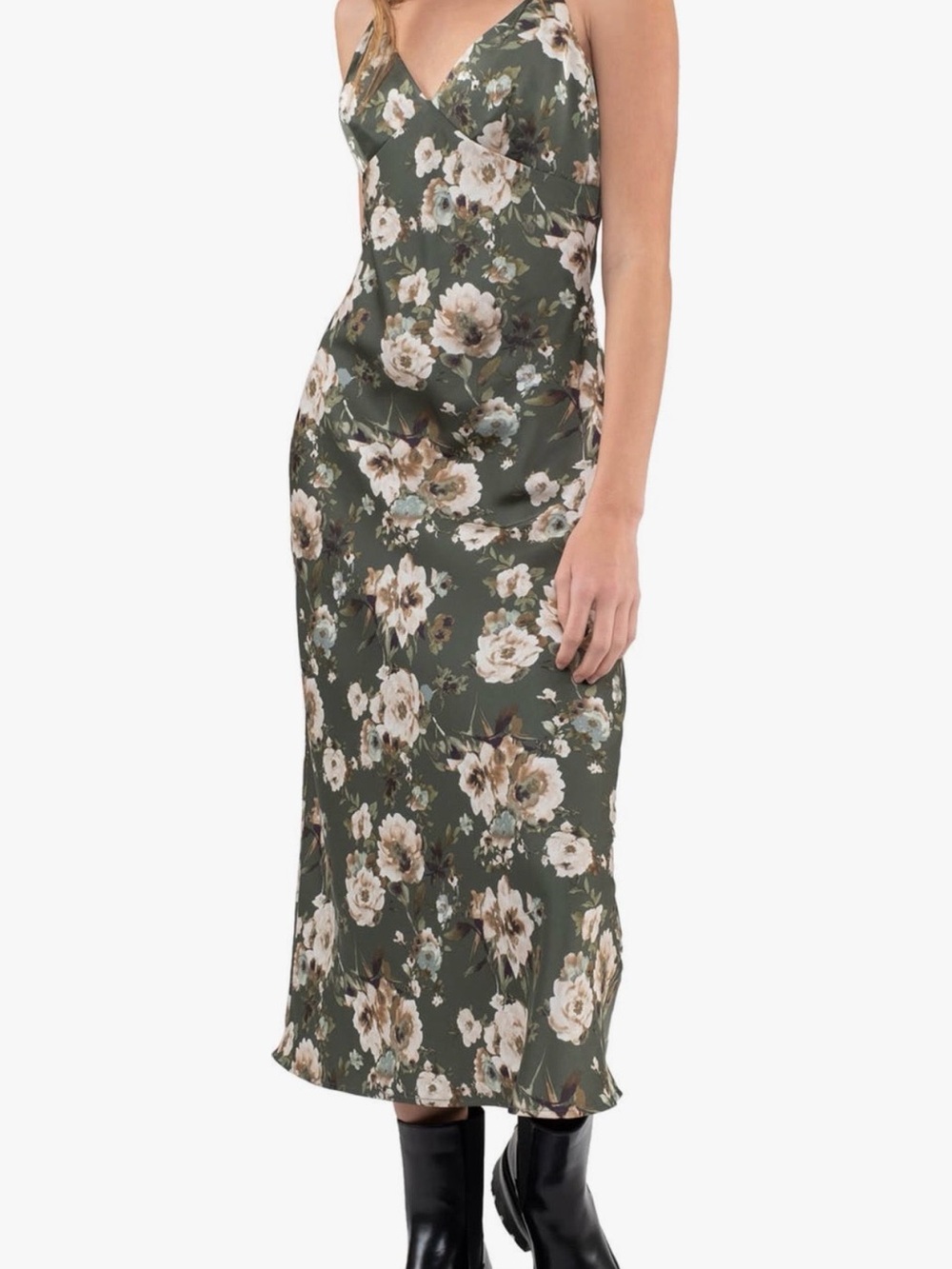 Blu Pepper Floral Satin Maxi Dress, NWT